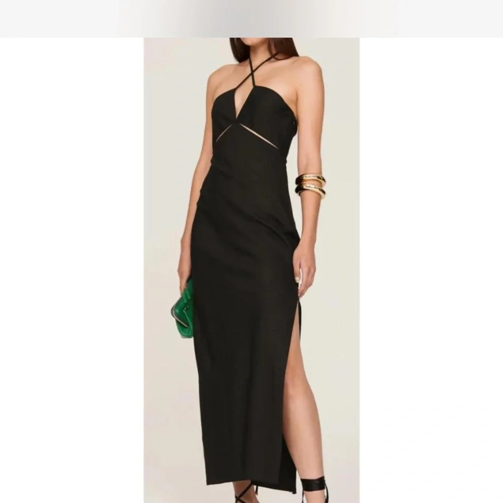 Marina Moscone Cutaway Wool Maxi Dress Sz 12